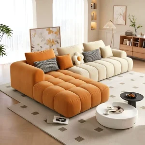 Living Room Sofa Set Home Furniture Modern Sofa Couch Cream Velvet Soft Set of Sofas for Living Room