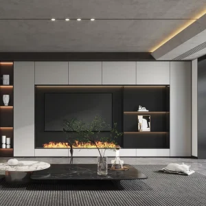 Living Room Storage Wooden LED TV Stand Wall Mounted Marble Wood TV Cabinet Home Furniture
