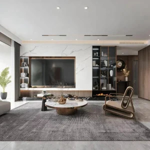 Living Room TV Wall Multifunctional Wood Bookshelf Integrated Background Wall Modern Family Media Center Fits 65+”