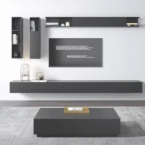 Living Room Wall Mounted TV Cabinet Home Furniture with Coffee Table Combination Modern Luxury Wooden Design TV Stand