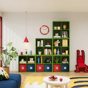 Living Room Wall TV Cabinet Green Steel Modular Storage Unit