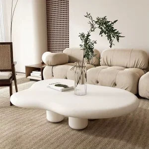 Living Room White Decor Nordic Luxury Set Modern Cloud Cream Color Coffee Tables for Home