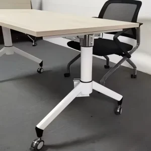 Liyu Modern Stainless Steel Extendable Folding Desk Wooden Top Portable Training Table Wheels Removable Office