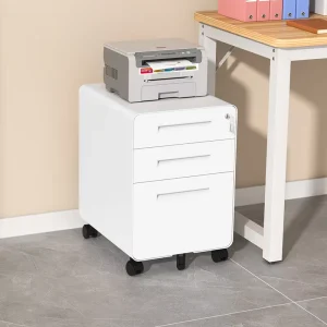 Lockable 3 Drawer Metal File Cabinet Round Corner Mobile Filing Cabinet Commercial Furniture Metal Sideboard for Office School