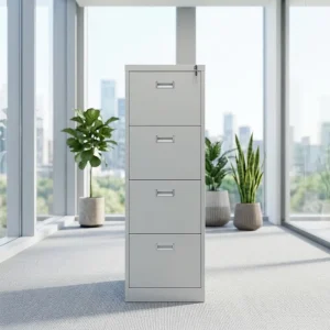 Lockable 4 Drawer Metal Filing Cabinet Vertical Steel Office School Storage Cabinet with Index Card Holder