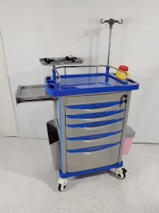 Lockable Medication Storage Cart ABS Body Aluminum Support Columns 4 Silent Castors 25 lb Load Capacity Hospital