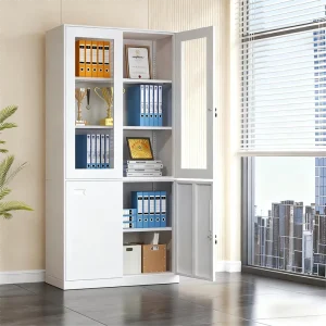 Lockable Metal Filing Cabinet Modern Steel File Cabinet Iron 4-Door Metal Cupboard with Adjustable Shelf