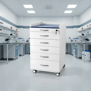 Lockable Mobile Filing Cabinet with 5 Drawers PP Material Contemporary Design for Medical Laboratory Use