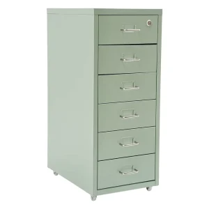 Lockable Rolling Steel 6 Drawer Commercial File Cabinet with Key Lock for Home Office Document Storage White Green Yellow