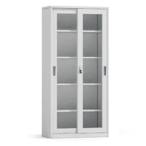 Lockable Sliding Glass Door Steel Filing Cabinet with Modern Design and Adjustable Shelves for Home Office and Apartment Use