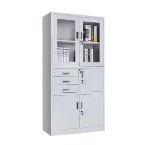 Lockable Steel Cupboard Knock Down Metal Filing Cabinet with 3 Storage Drawers for Office Home School Files