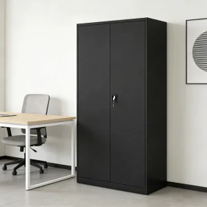 Lockable Steel Filing Cabinet With 4 Adjustable Shelves For Office Documents And Folders