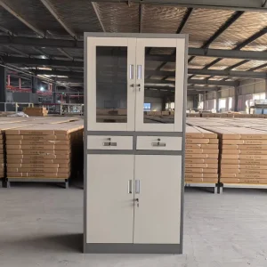 Lockable Steel Office Storage Cabinet with Adjustable Shelves 2 Drawers Space saving Filing Cabinet in Stock