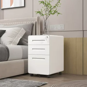 Lockable Three-drawer Metal Filing Cabinets Rounded Mobile Filing Cabinets Commercial Furniture Office Schools
