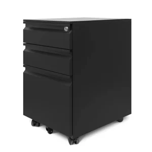 Locking Mobile Steel File Cabinet 3 Drawer Under Desk Pedestal with Wheels for Office Bedroom Storage Large Capacity