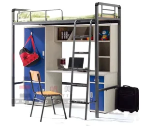 Loft Bed with Slide for Dormitory or School Bedroom Bunk Furniture with Storage for Bedrooms or Lofts