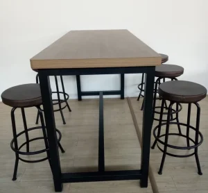 Long High Top Steel Bar Table Stool Modern Design Eco Friendly Durable Commercial Use Kitchen Set