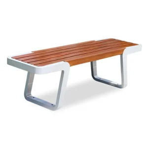 Long Modern Durable Bench Seat with Stainless Steel Frame for Street Outdoor Park Garden Patio Use Customizable Length