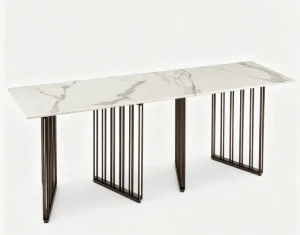 Long Modern Durable Outdoor Dining Table with Aluminum Alloy Top