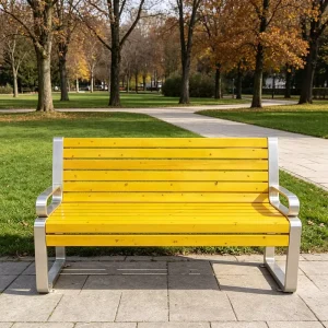 Long Outdoor Garden Row Bench with Durable Water Resistant Stainless Steel Frame for Patio Gym or School Use