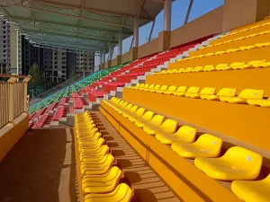 Long Row Benches Spectator Bench Seating PE/HDPE Waterproof Durable with 5-Year Warranty for School Stadiums Community Centers