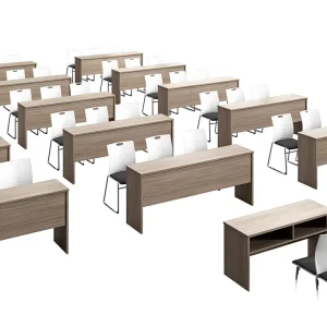 Long Simple Modern Minimalist Bamboo Commercial Conference Table with Multi person Combination