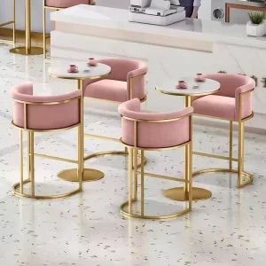 Lounge Furniture for Restaurant Kitchen Leisure Metal Frame Bar Velvet Dining Chair