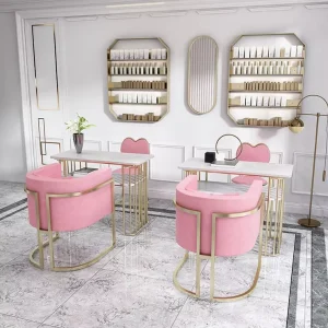 Low Factory Price Modern Durable Beauty Salon Furniture Metal Marble Manicure Nail Table for Commercial Use
