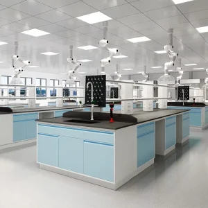 Low MOQ Hospital School Preparation Room Modular H Frame Steel Lab Furniture with Water Faucet Stainless Steel Work Table