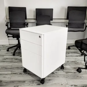 Low MOQ and Modern White 3 Drawer Steel Pedestal Mobile Cabinet for Office School Hospital Use