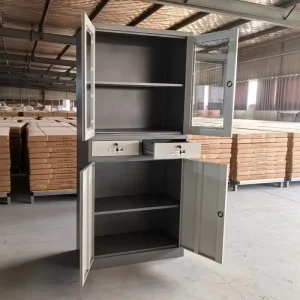 Luoayang Factory Lockable Steel File Cabinet with adjustable Shelves Glass Door Storage Cabinet for Office Documents