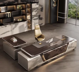 Luxurious Boss’s Executive Office Desk Office Furniture with Modern Design, Computer Desk Featuring Height Adjustment Function