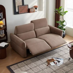 Luxurious Fabric Ergonomic Hotel Villa Electric Recliner Sofa Set USB Charging Port Two Seat Remote Control Minimalist