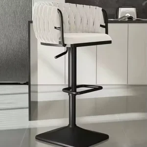 Luxurious Home Bar Counter Stools with Backrest Synthetic Leather Metal Bar Chairs for Kitchen and Exterior Use