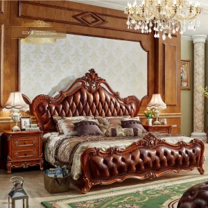 Luxurious King Size European Style Bed Royal Furniture Antique Gold Hotel Bedroom Sets