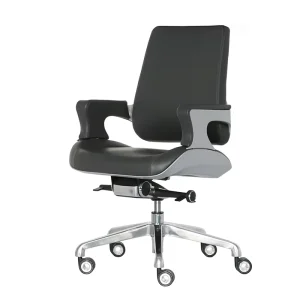 Luxurious Modern Ergonomic Executive Office Chair Leather Material Aluminum Alloy Frame Silent Wheels Adjustable Height Swivel