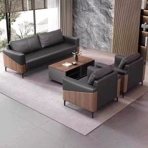 Luxurious Office Furniture Design Living Room Furniture Set Business Reception Leather Sofa Office Furniture