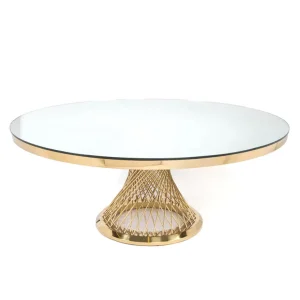 Luxury 150 cm 160 cm 180 cm Round Glass Mirror Top Wedding Hall Table for Mariage Events Party
