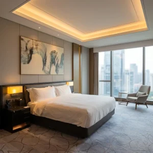 Luxury 5 Star Hotel Bedroom Furniture Set Customized King Size Solid Wood Hospitality Hotel Guest Room Furniture