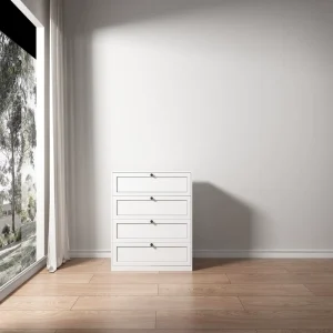 Luxury 800mm Wide 4 Drawer Metal Storage Cabinet Inset Panel Laser Welded Sideboard Hallway Entryway Chest 800x400x981mm Bedroom