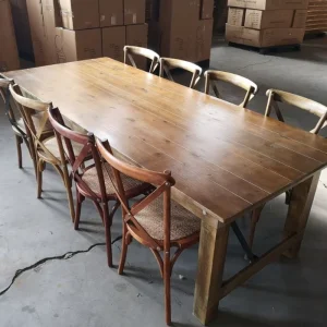 Luxury 8ft Banquet Hotel Dining Natural Solid Wood Event Party Folding Wooden Farm Tables Wedding