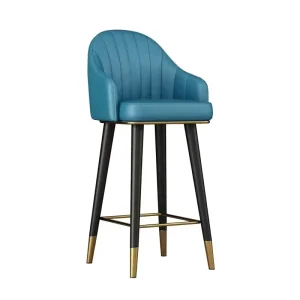 Luxury Adjustable Bar Counter Seat Blue PU Leather Interior Bar Stools for Kitchen