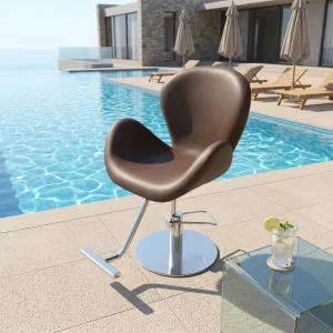 Luxury Adjustable Barber Chair with Brown Leather Salon & Hospital Use Professional Barber Shop Chair