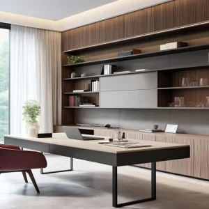 Luxury All in One Bookshelf Computer Desk Integration Bespoke Full House Fitted Study Furniture with Ample Storage