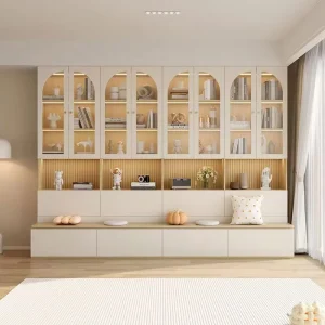 Luxury American Classic Cherry Solid Wood Bookcase Adjustable Home Office Library Bookshelf