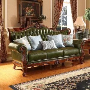 Luxury American style Retro Leather Sofa European style Sofa Set Combination for Living Rooms Hotels and Villas