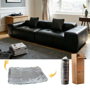 Luxury Anti Wrinkle Leather Compressed Sofa Vacuum Packed Sectional Couch for Apartment