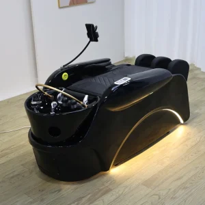 Luxury Automatic Electric Massage Shampoo Bed with LED Light and Phone Holder for Hair Salon