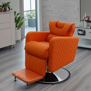 Luxury Barber Chair for Men Modern Style Leather and Metal Material in Beauty Salons
