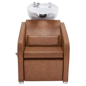 Luxury Barber Salon Shampoo Chair Modern Design Ceramic Basin PU Leather Seat Eco Friendly Waterproof Commercial Beauty Salon